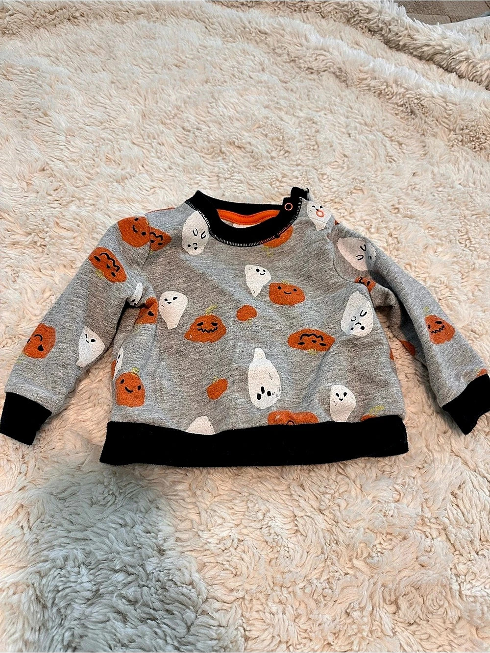 Cat & Jack Baby Halloween Ghost and Pumpkin Sweatshirt Gray & Orange 6-9M